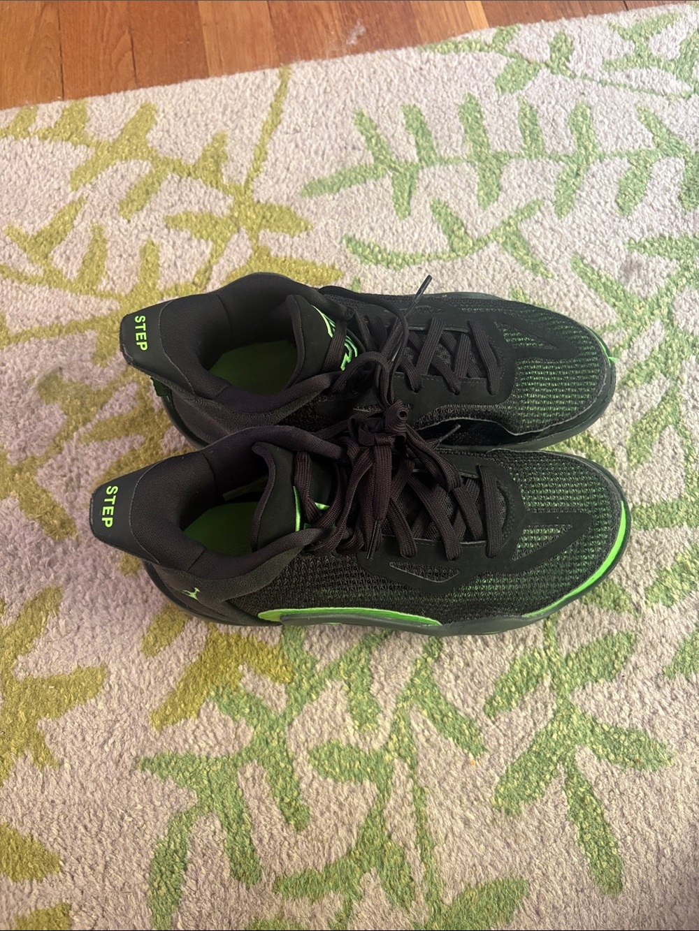 Nike Kids Black Sneakers with Neon Green Accents